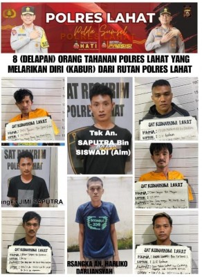Delapan Tahanan Polres Lahat Kabur, Satu…