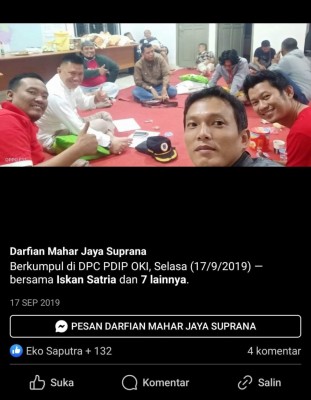 Foto Ketua Bawaslu dan Cawagub OKI adalah…